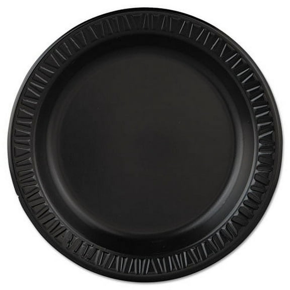 Dart Quiet Classic Laminated Foam Dinnerware, Plate, 9" dia, Black, 125/Pk, 4 Pks/Ctn