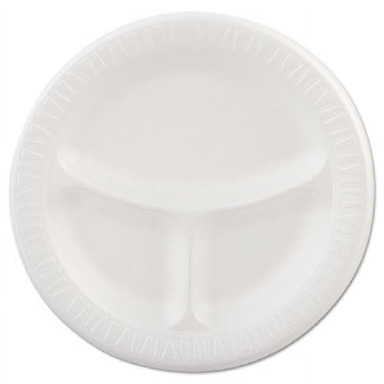 Round Foam Plate 3 Compartment Set 10 inch White - 500 pcs - packsouq
