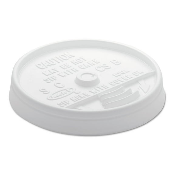 Dart Sip Thru Lids, Fits 10 oz to 12 oz Foam Cups, Plastic, White, 1,000/Carton