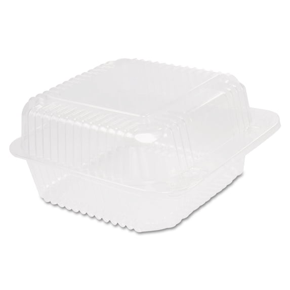 Dart C25UT1 Staylock Clear Hinged Container Square Deep Base, 6 1/10x6 1/2x3,125/pk 4 Pk/ct