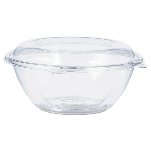 Dart Tamper-Resistant, Tamper-Evident Bowls with Dome Lid, 24 oz, 7" Diameter x 3.1"h, Clear, Plastic, 150/Carton
