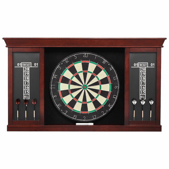 Dartboard Cabinet Set, Official Size, Steel Tip, Ready to Play, Easy Assembly, Complete Accessory Bundle for Home or Game Room