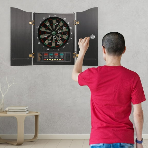 Dartboard Electronic, LED Digital Scoreboard Dart Board Game Set for Family Party Bar, Automatic Scoring Electronic Dartboard with 16 Darts