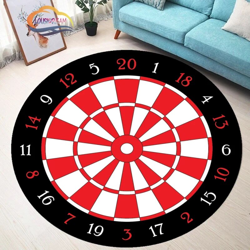 Dartboard Pattern Round Rug Carpet Dart bull'seye Bedroom Floor Mat