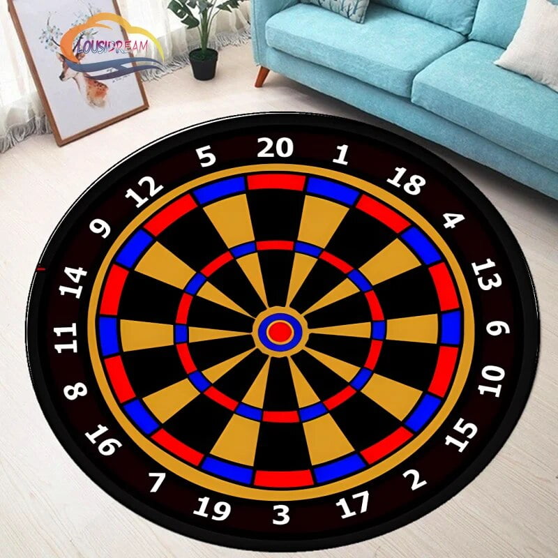 Dartboard Pattern Round Rug Carpet Dart bull'seye Bedroom Floor Mat