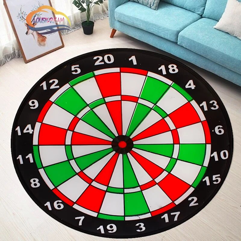 Dartboard Pattern Round Rug Carpet Dart bull'seye Bedroom Floor Mat