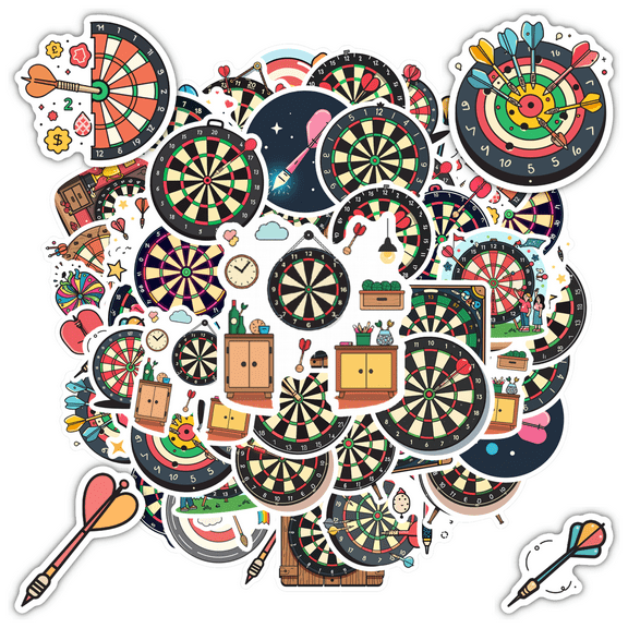 Dartboard Stickers Darts Stationery Stickers Bullseye Kids Stickers Toy for Luggage Phone Laptop