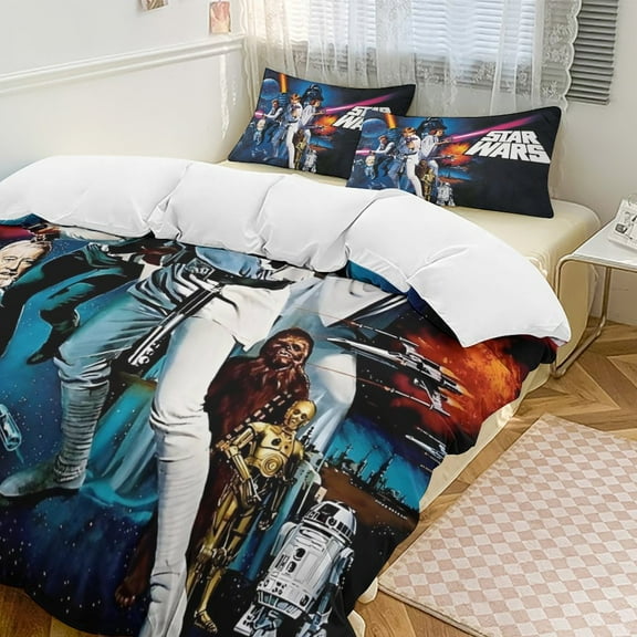 Darth Vader 3 Piece Bedding Set Soft Comforter Theme Room Decor Bedclothes-1 Duvet Cover with 2 Pillowcases (90"x90")