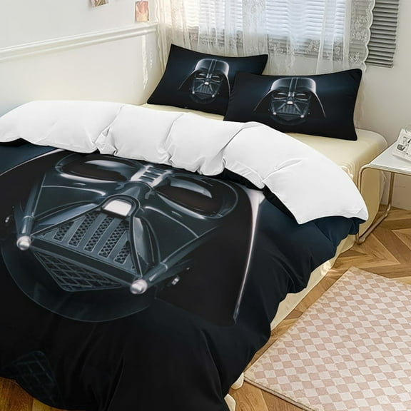 Darth Vader 3 Piece Bedding Set Soft Comforter Theme Room Decor Bedclothes-1 Duvet Cover with 2 Pillowcases (90"x90")