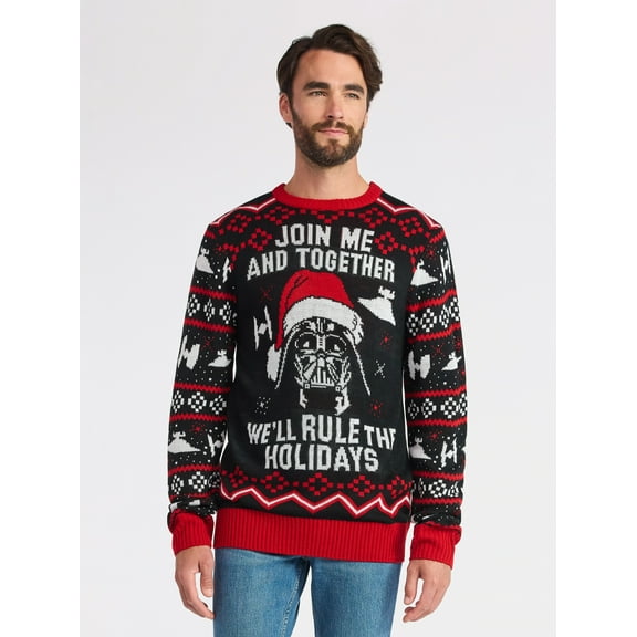 Star Wars Men's and Big Men's Darth Vader Holiday Sweater, Sizes S-3XL