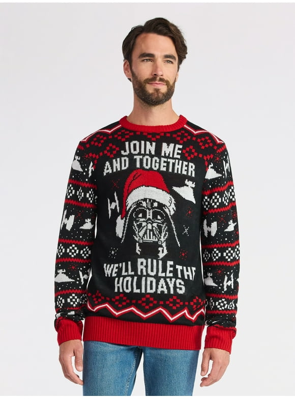 Men's and Big Men's Darth Vader Holiday Sweater, Sizes S-3XL