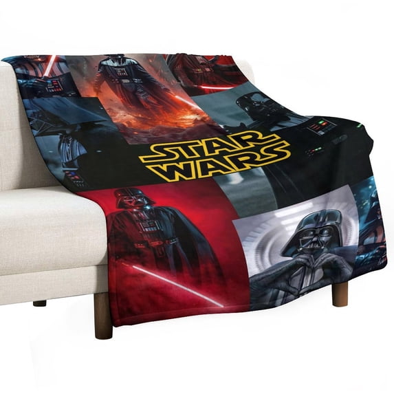 Darth Vader Throw Blanket Cozy Warm Flannel Blanket for Living Room Bedroom Bed Sofa Camping Travel, All Seasons Fleece Blankets Gifts for Kids Girls Boys Adults 70"x80"