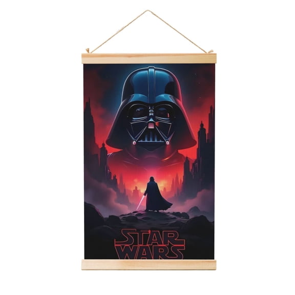 Darth Vader Wall Art Wooden Shaft Hanging Banner Poster Scroll Painting For Room Dormitory Decor 20"X30"