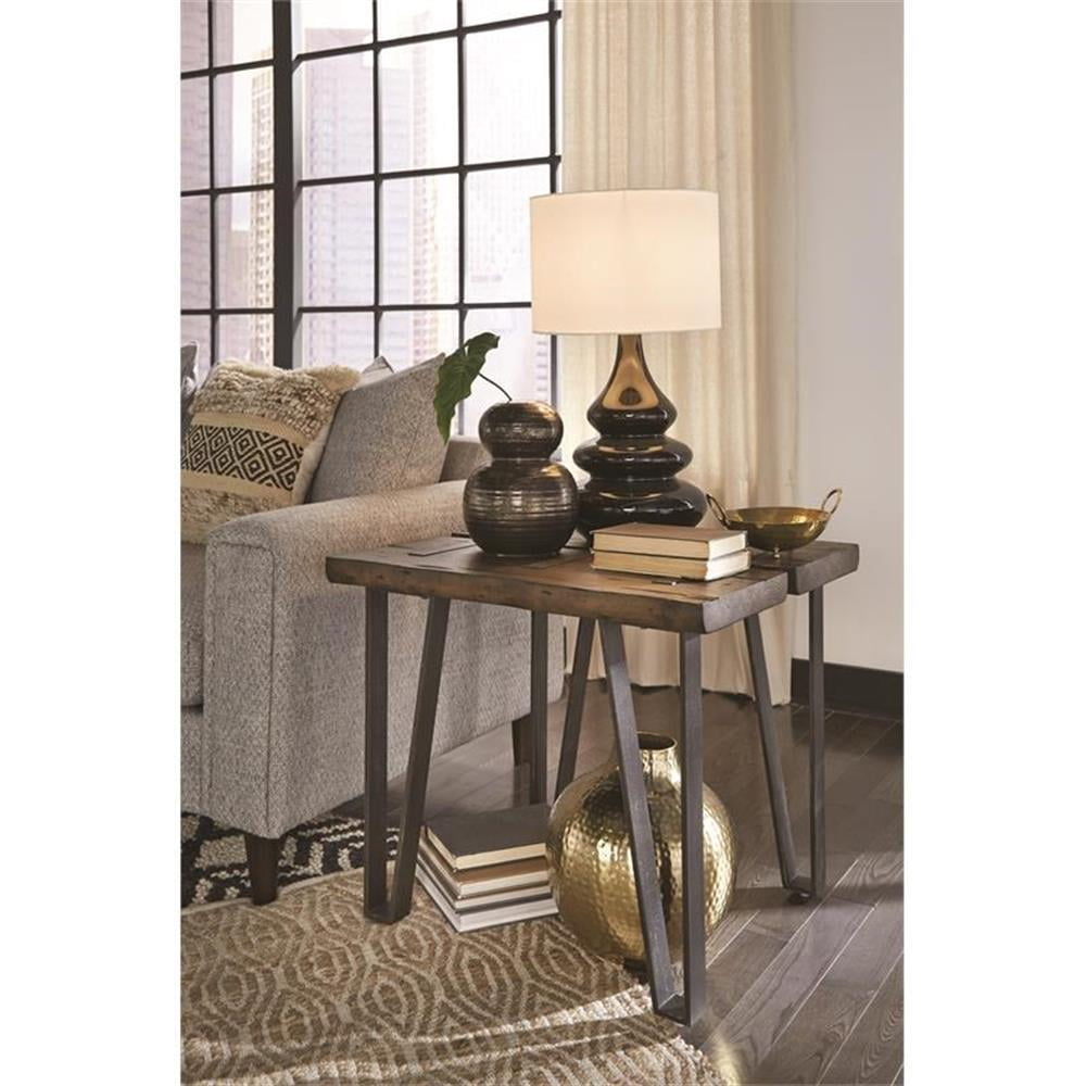 Dartmouth Black and Brown Industrial Wood Metal End Table