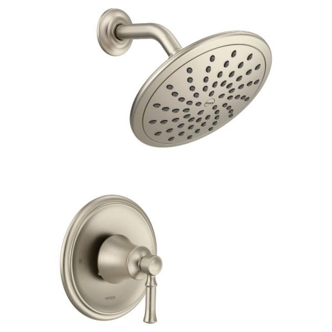Brushed Nickel 8" Rain Showerhead with Lever Handle