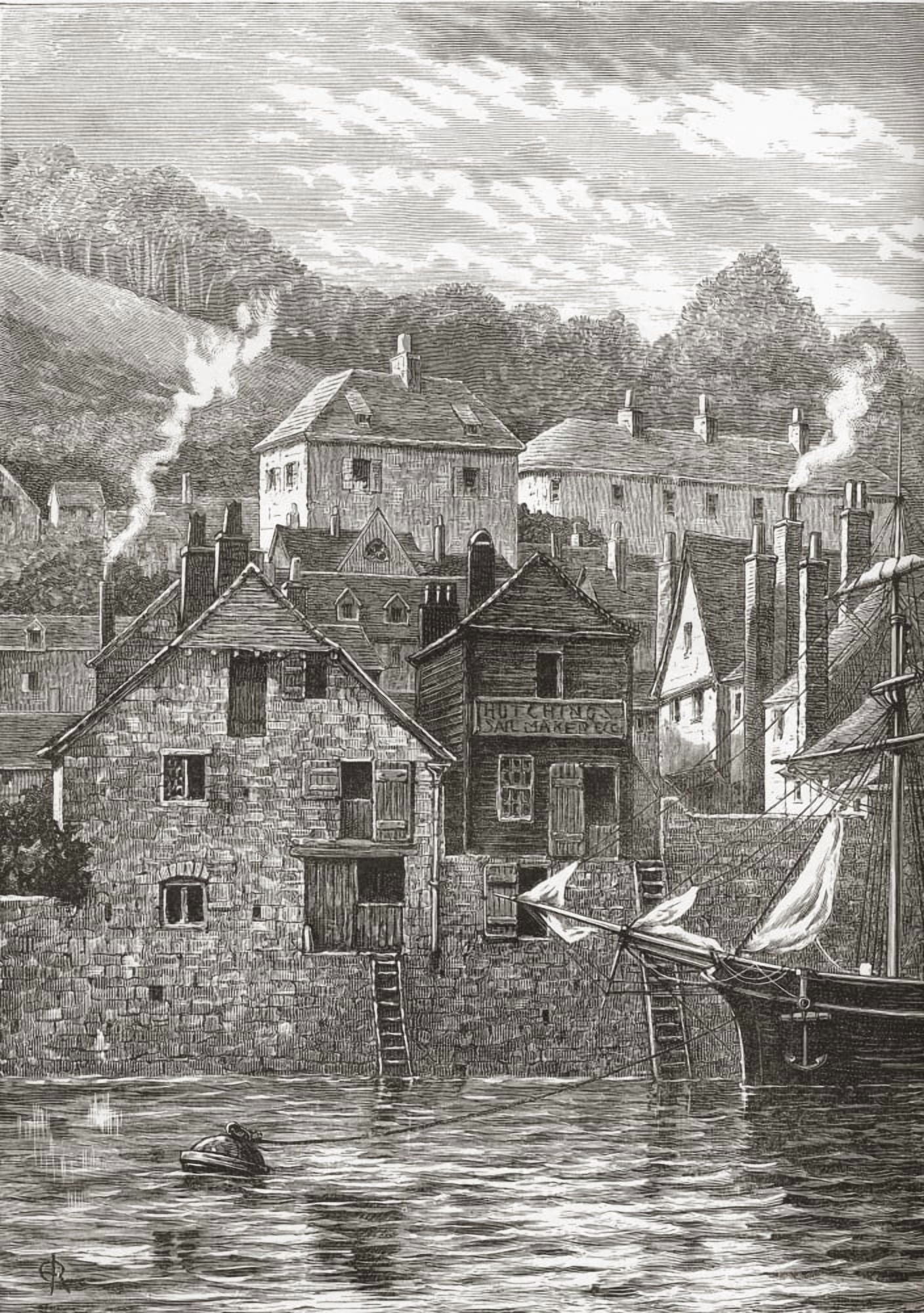 Dartmouth Devon England In The Late 19Th Century From Our Own Country Published 1898 Canvas Art - Ken Welsh Design Pics (12 x 17)