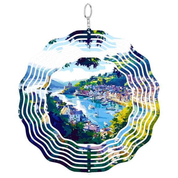 Dartmouth Devon River View 3D Wind Spinner Kinetic Hanging Yard Art Outdoor Garden Decor Nautical Lover Gift