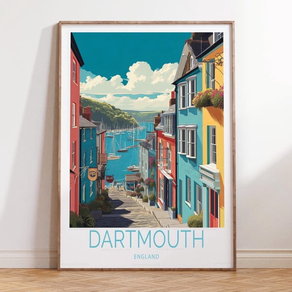 Dartmouth England Historic Riverside Print, Unframed Paper Print Size 8x12