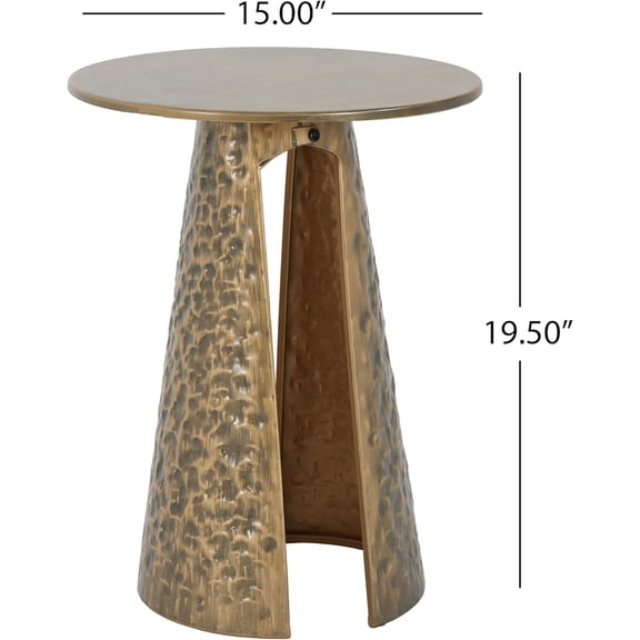 Darton Retro Metal Coffee Table, Living Room Round Top Accent Side Table with Hand-Hammered Texture, Sofa Armchair End Table, Copper