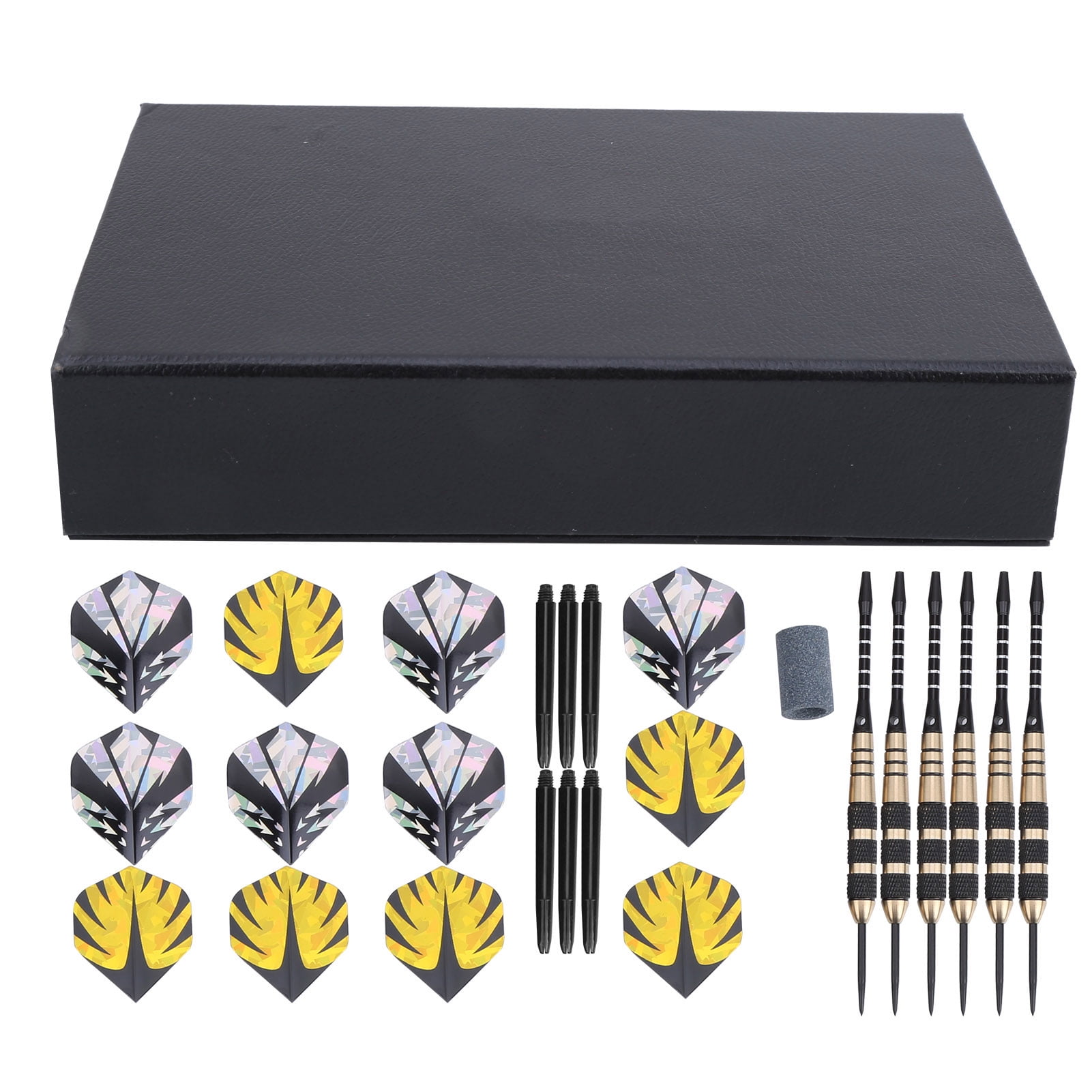 Darts Kit 12 Dart Tail Flights Shafts Black Nickel Copper Hard Tip ...