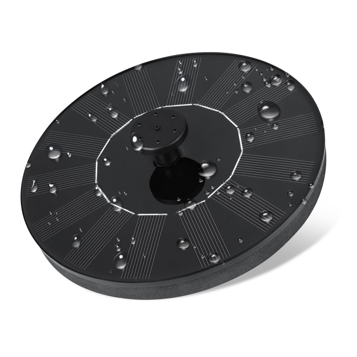 Black Solar Powered Bird Bath Fountain with 4 Nozzle Heads