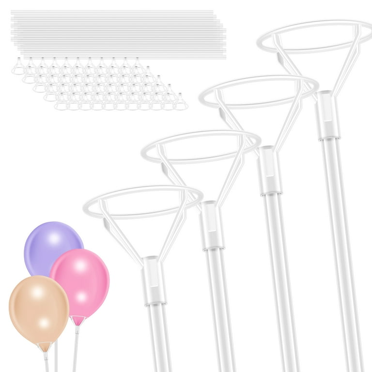 Daruoand 50Pcs Balloon Sticks Set Reusable Plastic Balloon Stand with Cups  15.8 inches Universal Transparent Wedding Balloon Holder for Birthday Party  Wedding Anniversary Decoration 