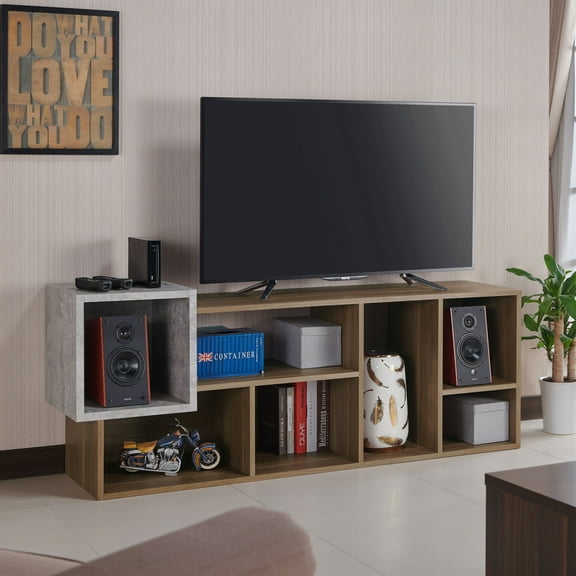 Darvel 7-Shelf Wood Bookcase, Honey Walnut