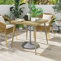 Darver Aluminum Patio Dining Table with Umbrella Hole, Natural Tone