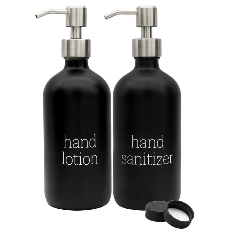 Glass Lotion Bottle Black Stainless Steel Compression Pump Soap Bottle  Clear Press Bathroom Soap Bathroom Accessories