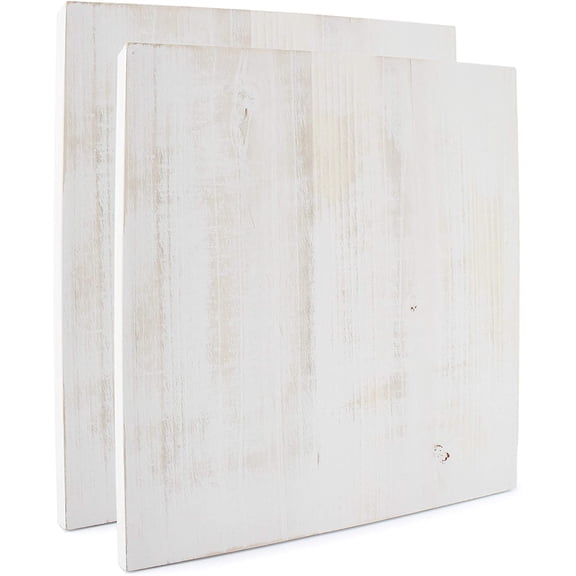 Darware Blank Wood Plaques (2-Pack, Whitewashed), White Wooden Signs for DIY Crafts 12x12 Inch