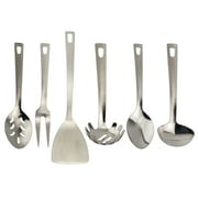 Darware Complete Serving Spoon & Utensil Set 6-Piece Set, Silver; w/ Pasta Server, Fork, Spoon, Slotted Spoon, Ladle, Cake/Casserole Server