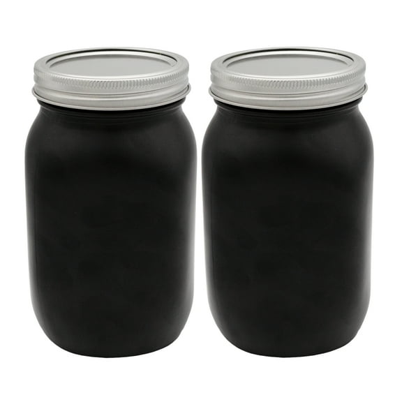 Darware Farmhouse Black Mason Jars (Set of 2); Home Decor and Storage Wide Mouth Decorative Wide Mouth Mason Jars, Black-Painted