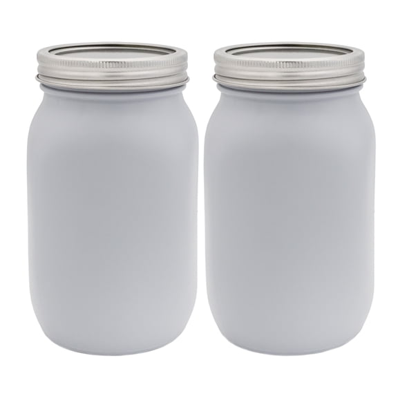 Darware Farmhouse Gray Mason Jars (Set of 2); Home Decor and Storage Wide Mouth Decorative Mason Jars, Gray-Painted