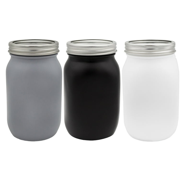 Home-Complete 5-Piece Mason Jar Bathroom Accessories Set with Lids, Black