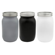 Darware Gray/White/Black Mason Jars (Set of 3); Farmhouse Home Decor and Storage Wide Mouth Decorative Quart Mason Jars