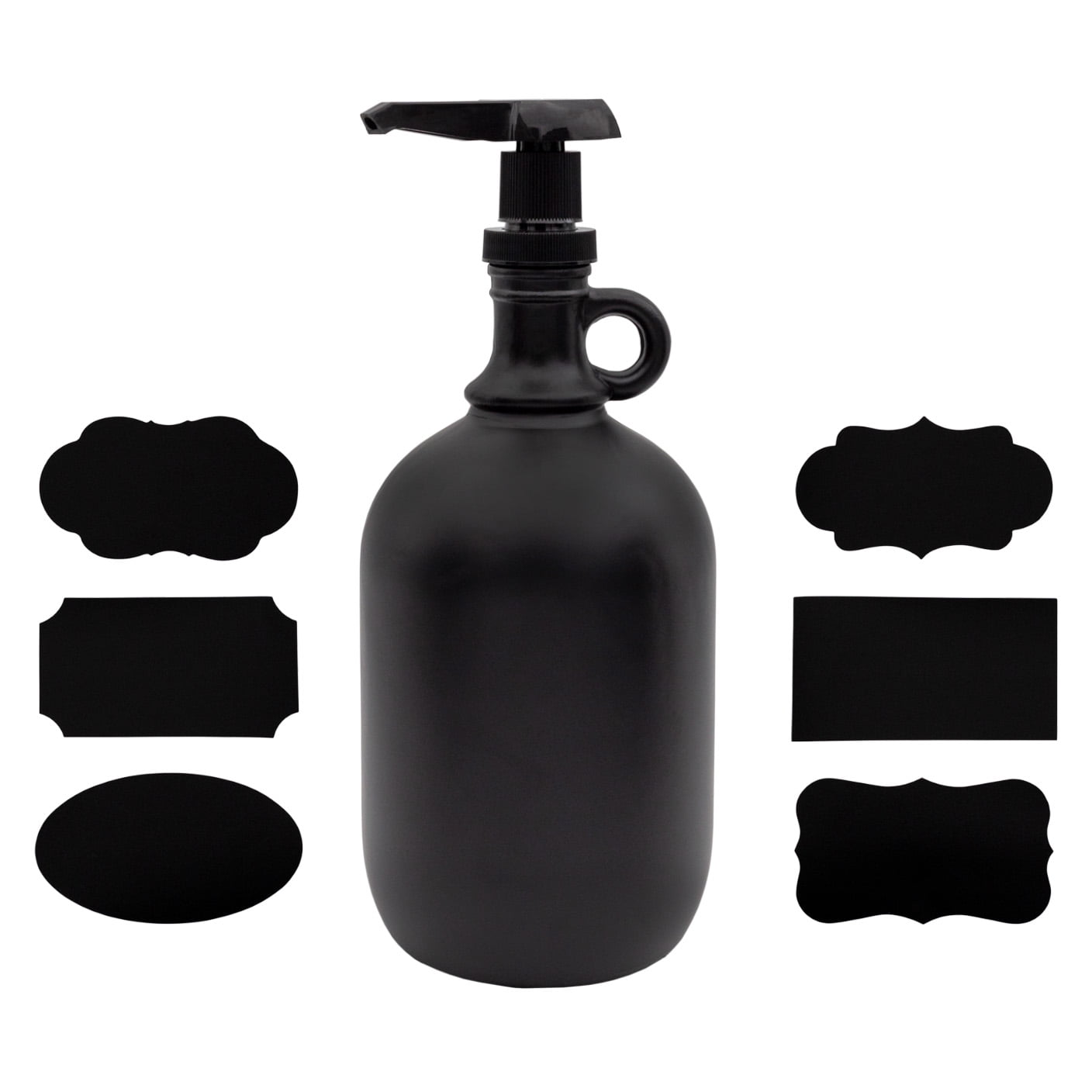 Darware Half Gallon Glass Pump Dispenser Bottle (Black), 64Ounce Jug