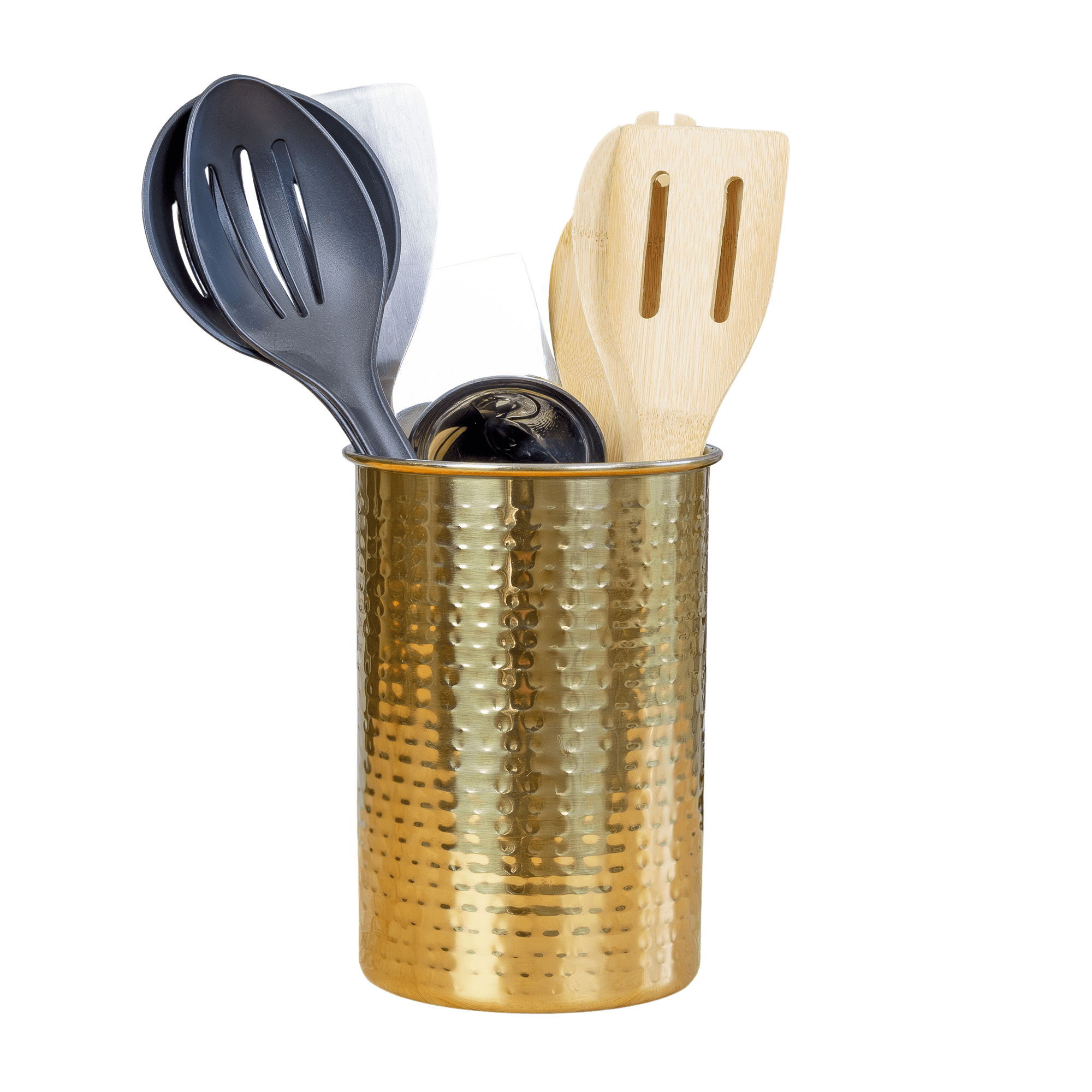 Darware Hammered Gold Kitchen Utensil Holder / 7Inch Tool Caddy, Store