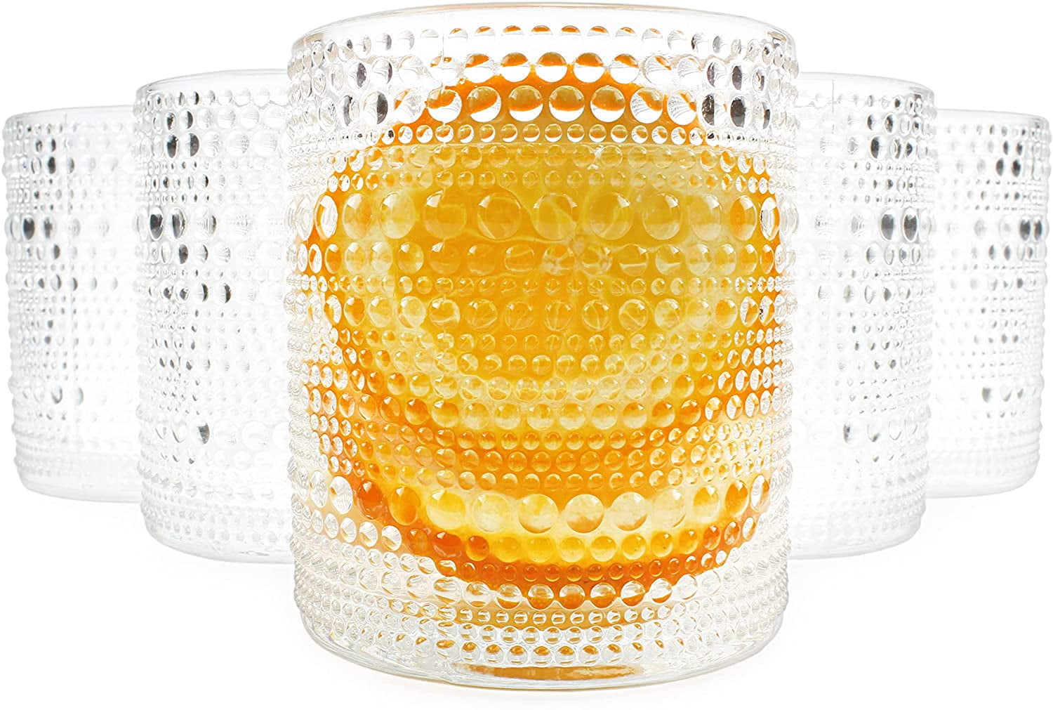 Galssmagic Hobnail Drinking Glasses,12 oz Vintage Glasses Drinking  Glassware,Bubble Glasses Drinking Textured Glass Cups Set of 6