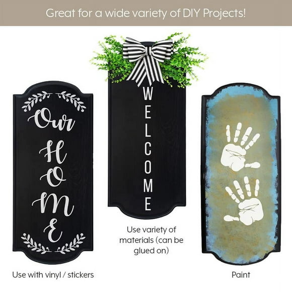 Darware Innkeeper Wooden Signs (2-Pack, Black); 14 x 6 Inch Unpainted Blank Signboards for DIY Arts & Crafts Home Decor