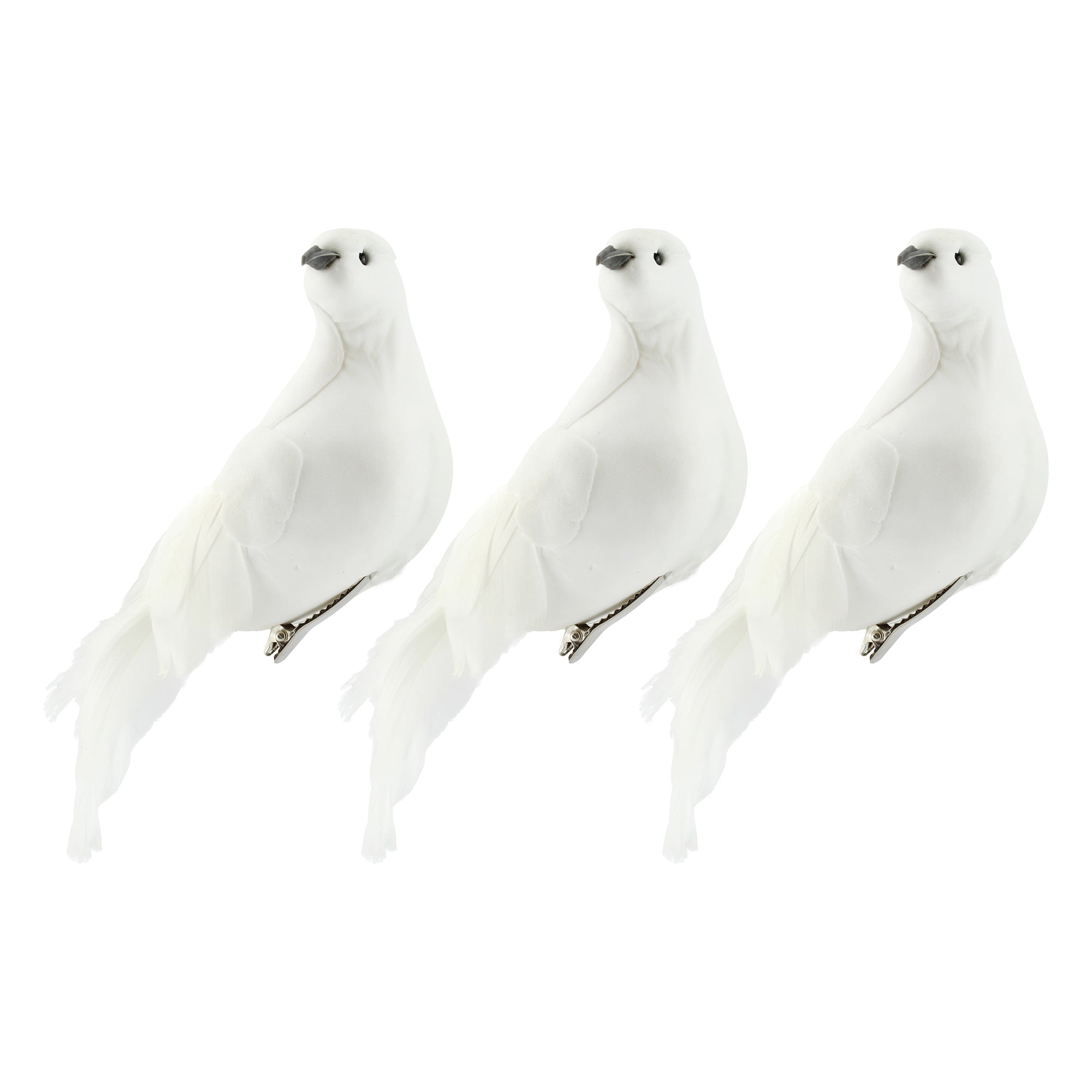 Darware Large White Dove Birds (Set of 3, 8-inch) with Clips