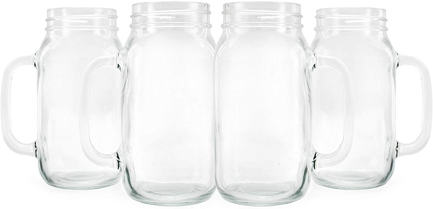 Smoothie Cups Mason Drinking Jar Regular Mouth Mason Jars 24oz Smoothie Cups  with Lid and Glass