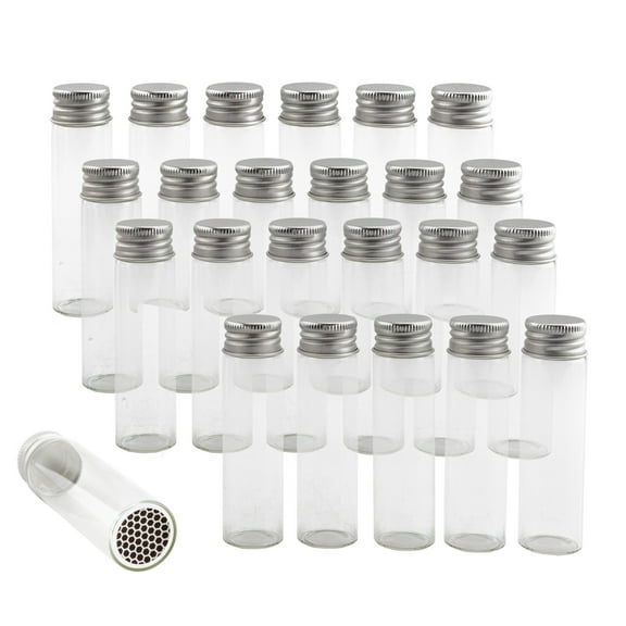 Darware Party Favor Matches Jars (24-Pack): Empty Glass Vials with Strike Stickers for Wedding Favors and DIY Gifts