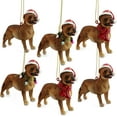 thumbnail image 1 of Darware Pitbull Dog Christmas Ornament (Set of 6); Dog Figurine Hanging Christmas Tree Decorations Wearing Santa Hats, 1 of 7