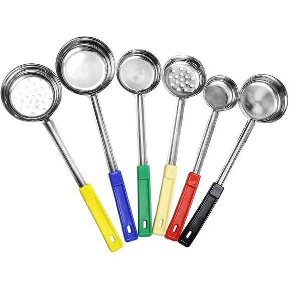 Darware Portion Control Serving Spoons 6-Piece Set 15 in Stainless Steel Ladle Sets