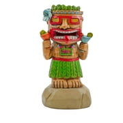 Darware Solar Garden Mini Tiki Statue Party Guy; Solar-Powered Hawaiian Luau Party, Pool Tiki Bar and Garden Decor