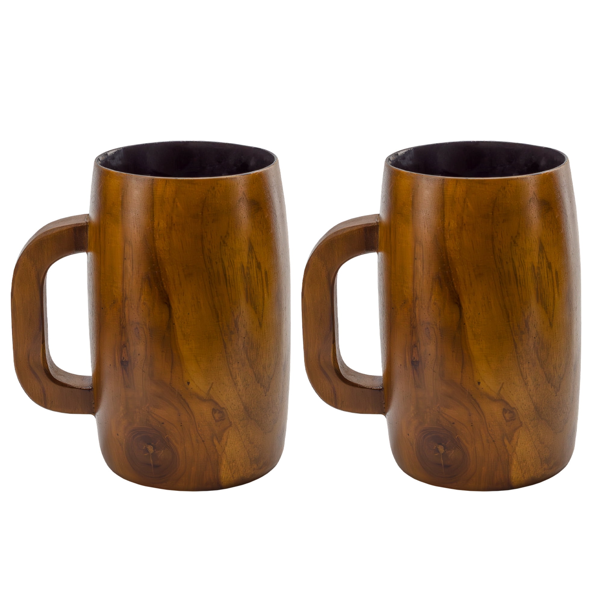 Darware Teak Wood Coffee Mugs (Set of 2); Wooden Beer Stein Retro 16 Fluid  Ounce Cups - Walmart.com