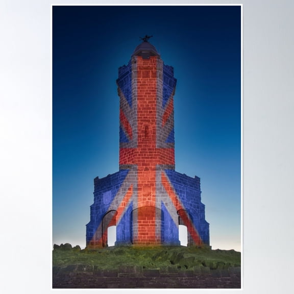 Darwen/Jubilee Tower, Lancashire - Light Painted With The Union Jack Poster Wall Art, Modern Wall Decor, 16x24 UNFRAMED