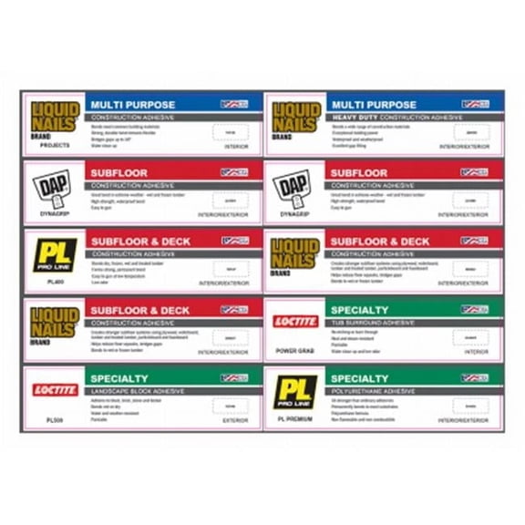 Darwill 224328 Construction Adhesive CTB Spring 2017 POP Kit Contains Channel Cards