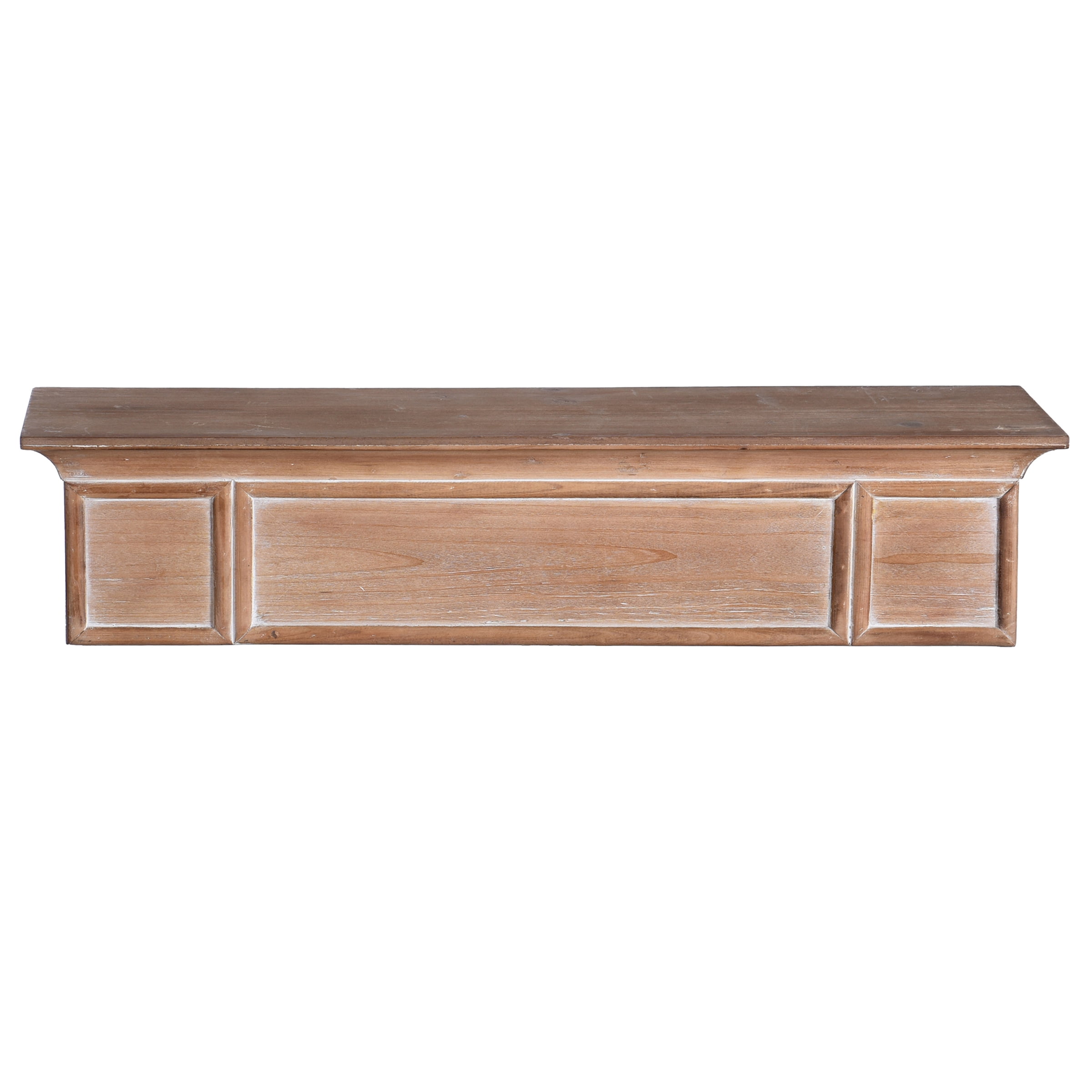 Darwin Home Office Wood Wall Shelf Whitewash & Natural Finish