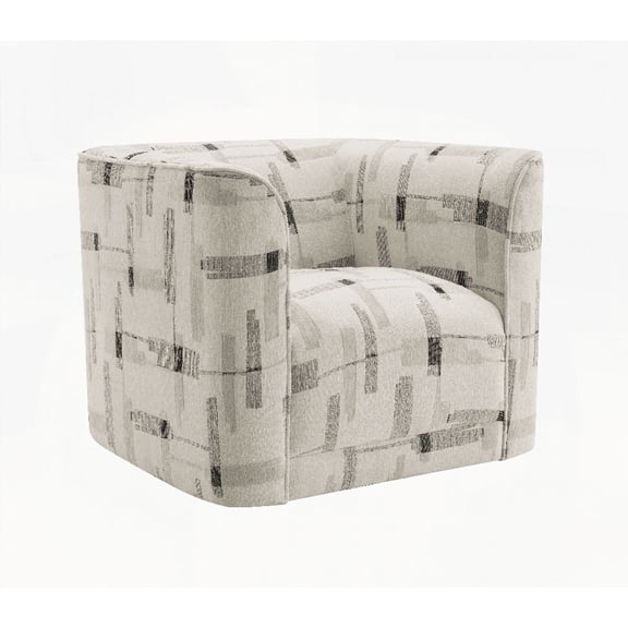 Darya Beige Pattern Fabric Chair with Swivel - 1-Piece Solid Wood Dining Chair with Non-Slip Pads